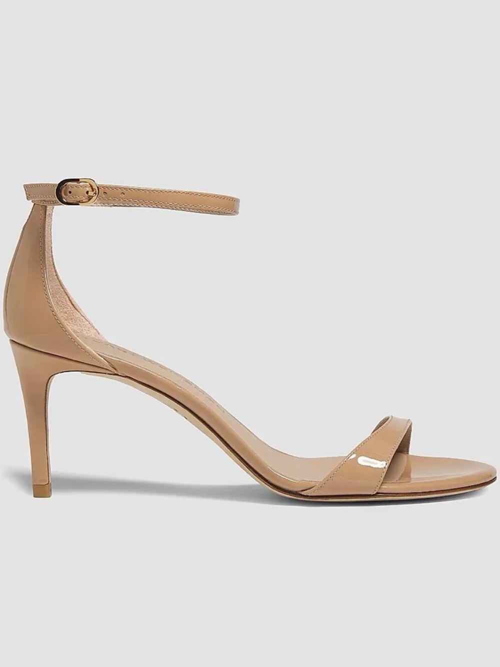 Stuart Weitzman Beige Patent Ankle-Strap Stilettos - Picture 2 of 5